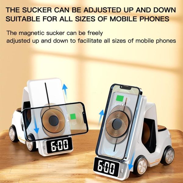 5 In 1 Car Desktop Alarm Clock With Wireless Charging - Orange - Image 10