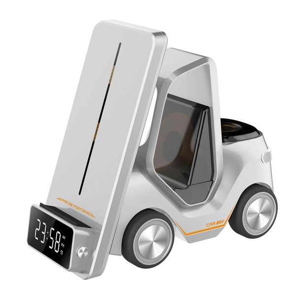 5 In 1 Car Desktop Alarm Clock With Wireless Charging - Orange - Image 13