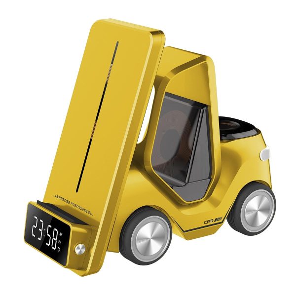 5 In 1 Car Desktop Alarm Clock With Wireless Charging - Orange - Image 14