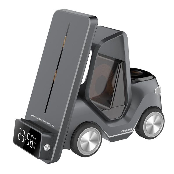 5 In 1 Car Desktop Alarm Clock With Wireless Charging - Orange - Image 15