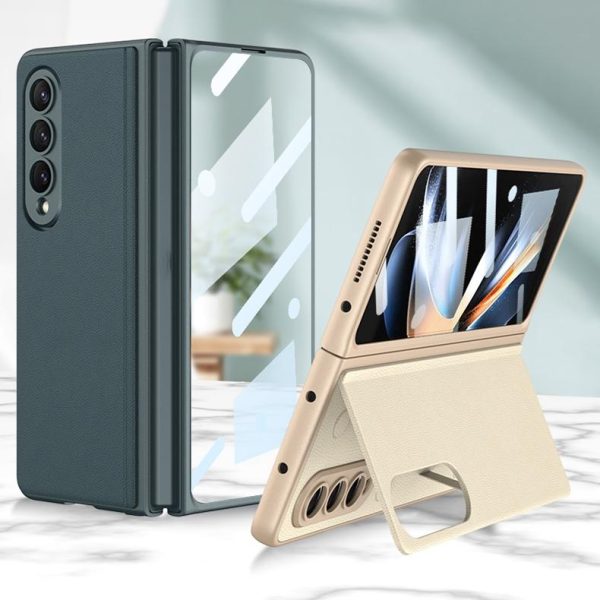 Foldable Leather Case with Stand for Samsung Galaxy z Fold 4 - Ultra Thin - Wine Red - Image 3