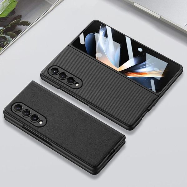 Foldable Leather Case with Stand for Samsung Galaxy z Fold 4 - Ultra Thin - Wine Red - Image 6