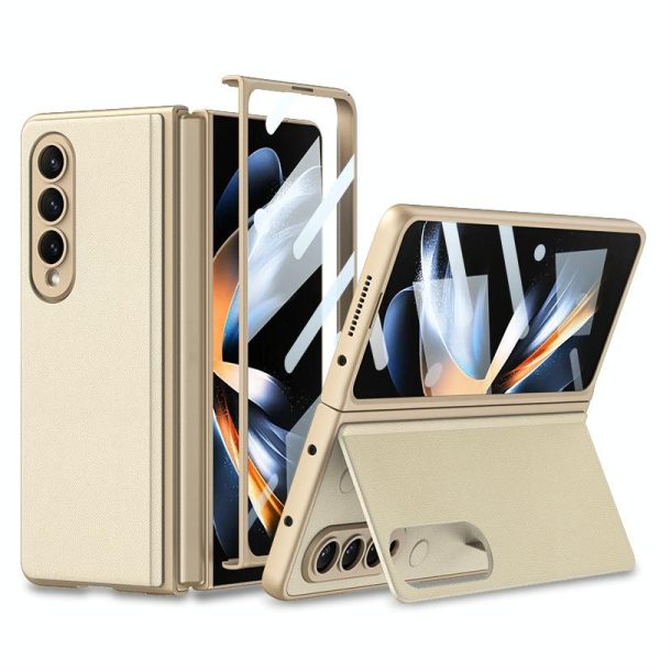Foldable Leather Case with Stand for Samsung Galaxy z Fold 4 - Ultra Thin - Wine Red - Image 10