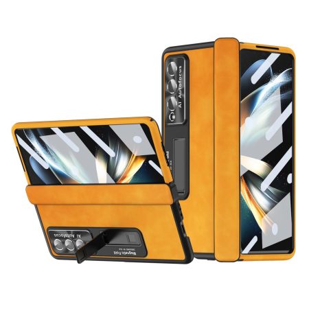 Magnetic Phone Case for Samsung Galaxy z Fold 4 - Napa Pattern - Lemon Yellow