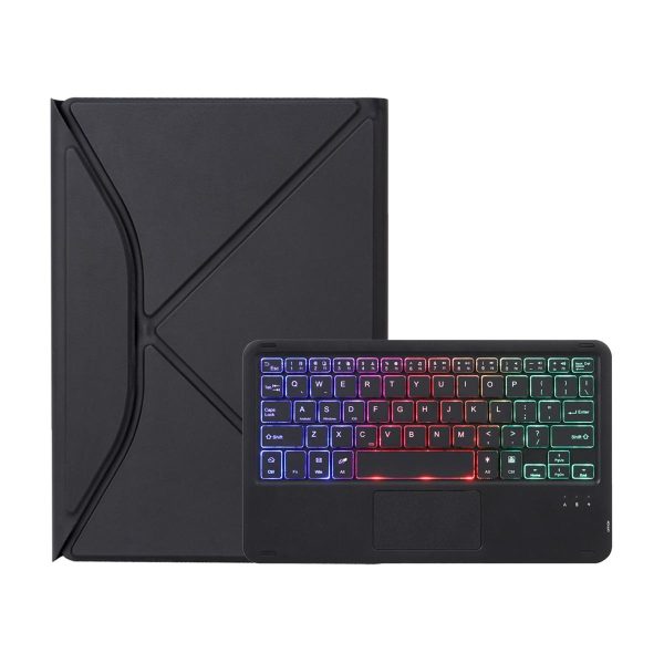 Touchpad Bluetooth Keyboard Leather Tablet Case With Pen Slot And Backlight - Sky Blue - Image 3