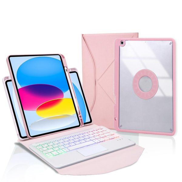 Touchpad Bluetooth Keyboard Leather Tablet Case With Pen Slot And Backlight - Sky Blue - Image 8