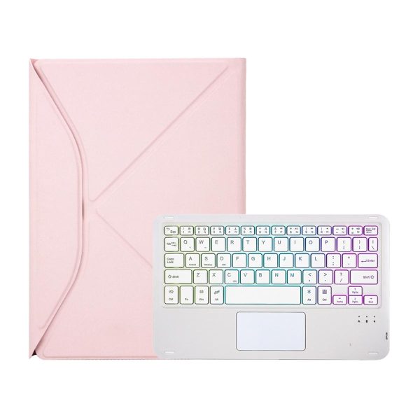 Touchpad Bluetooth Keyboard Leather Tablet Case With Pen Slot And Backlight - Sky Blue - Image 9