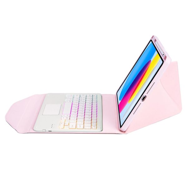 Touchpad Bluetooth Keyboard Leather Tablet Case With Pen Slot And Backlight - Sky Blue - Image 12