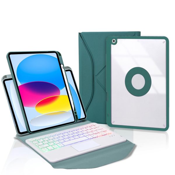 Touchpad Bluetooth Keyboard Leather Tablet Case With Pen Slot And Backlight - Sky Blue - Image 14