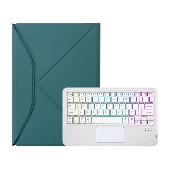 Touchpad Bluetooth Keyboard Leather Tablet Case With Pen Slot And Backlight - Sky Blue - Image 15
