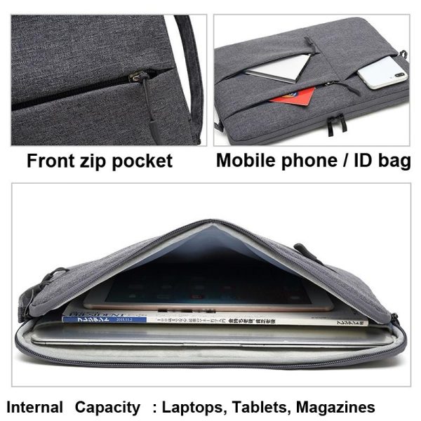 11.6 Inch Business Laptop Liner Bag - Polyester Zipper Closure - Dark Gray - Image 5