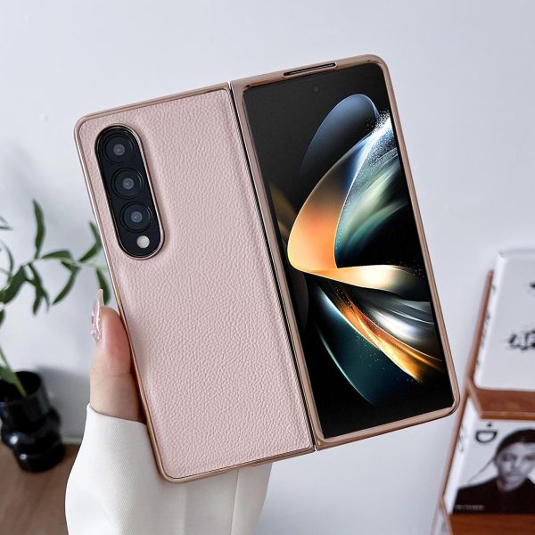 Skyline Series Nano Electroplating Pu Case for Samsung Galaxy z Fold 4 - Sky Blue - Image 3