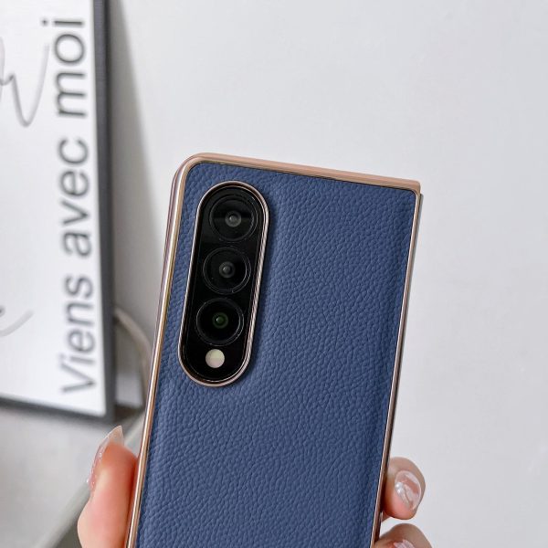 Skyline Series Nano Electroplating Pu Case for Samsung Galaxy z Fold 4 - Sky Blue - Image 5