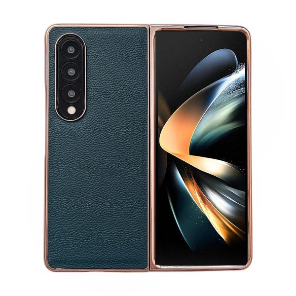 Skyline Series Nano Electroplating Pu Case for Samsung Galaxy z Fold 4 - Sky Blue - Image 8
