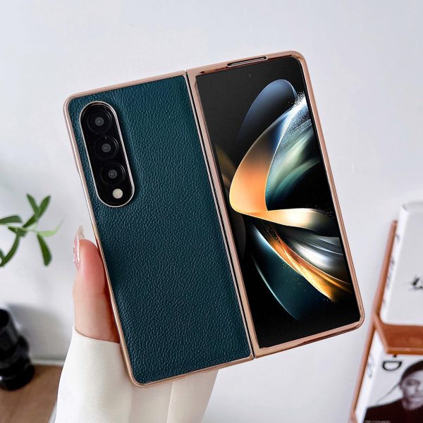 Skyline Series Nano Electroplating Pu Case for Samsung Galaxy z Fold 4 - Sky Blue - Image 9