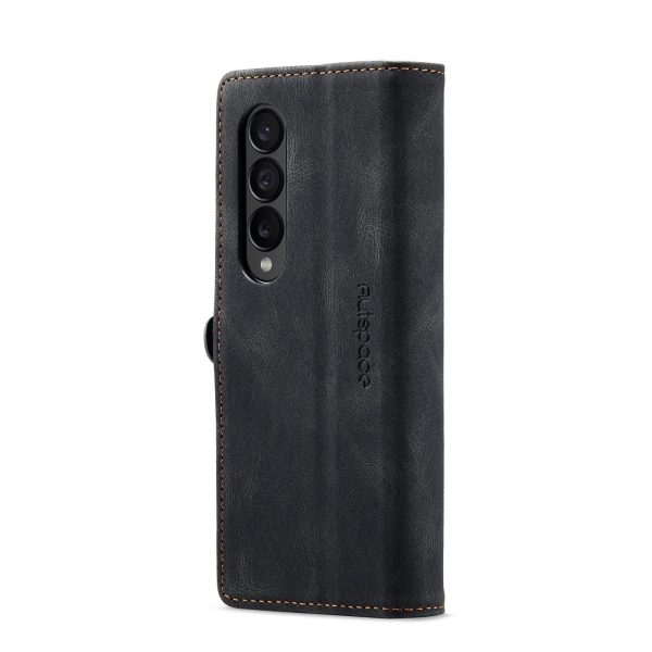 Vintage Rfid Leather Phone Case for Samsung Galaxy z Fold 4 - Black - Image 3