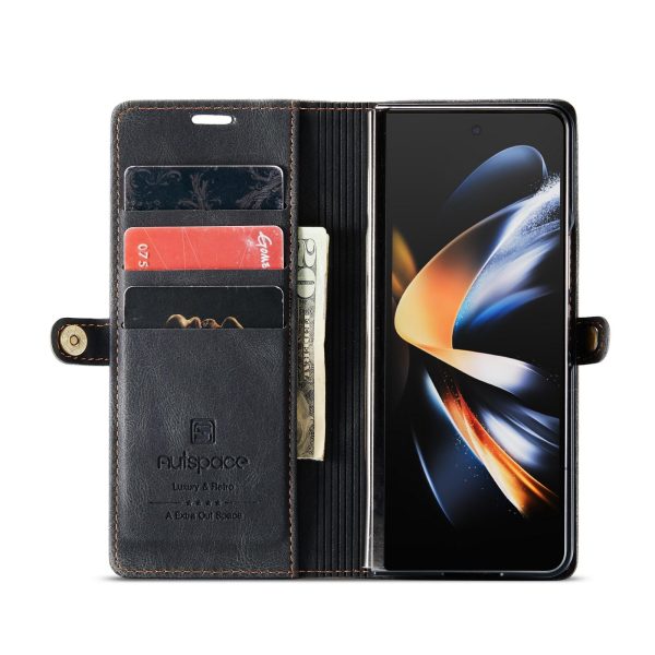 Vintage Rfid Leather Phone Case for Samsung Galaxy z Fold 4 - Black - Image 4