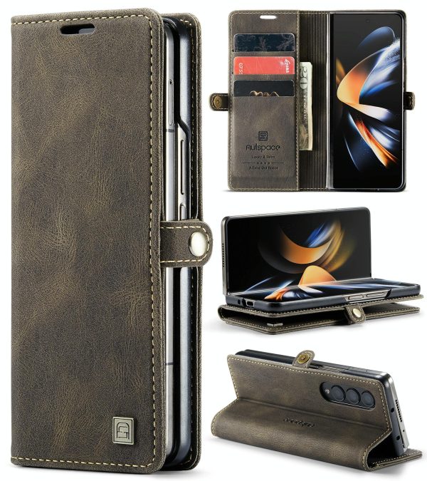 Vintage Rfid Leather Phone Case for Samsung Galaxy z Fold 4 - Black - Image 7