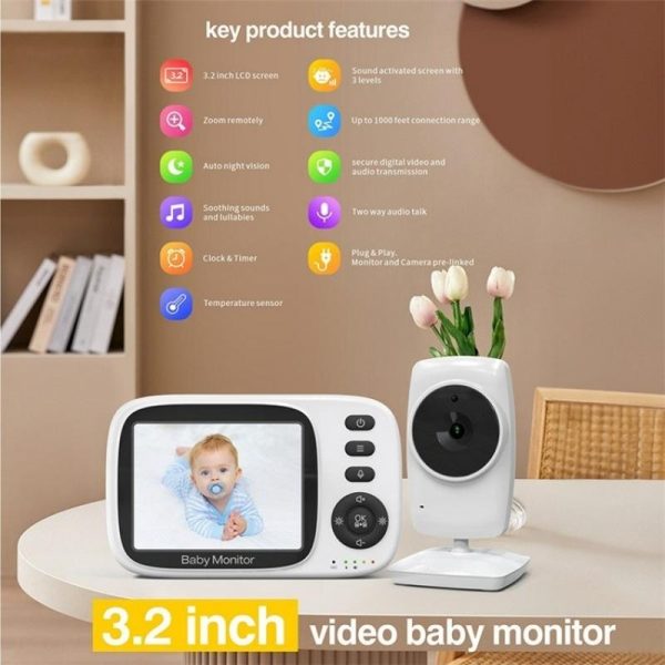 3.2 Baby Monitor With 2-Way Voice Temperature Monitoring & 3.2 Screen - Image 7