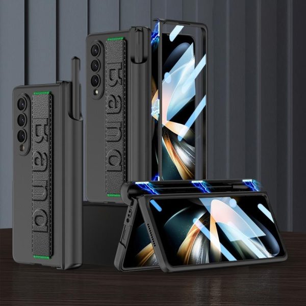 Foldable Phone Case with Magnetic Hinge and Wrist Strap for Samsung Galaxy z Fold 4 - Portable and Secure - Carbon Fiber - Image 5
