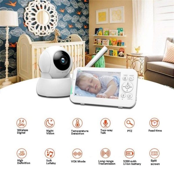 5-Inch Wireless Baby Monitor With Infrared Night Vision And Two-Way Intercom - Image 7