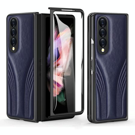 Embossed Folding Case for Samsung Galaxy z Fold 4 - Blue