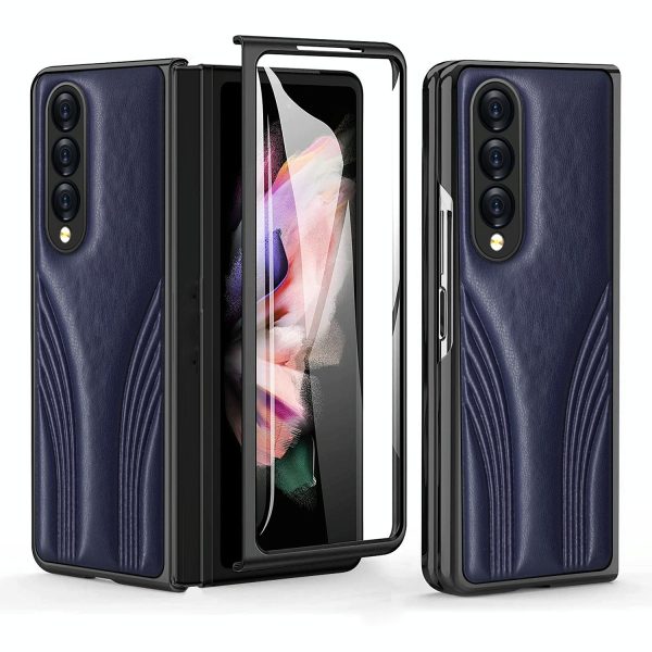 Embossed Folding Case for Samsung Galaxy z Fold 4 - Blue - Image 2