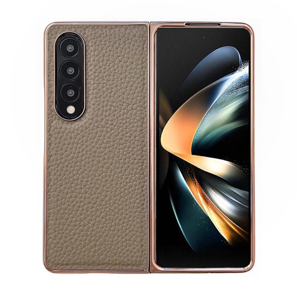 Star Series Nano Electroplating Pu Case for Samsung Galaxy z Fold 4 - Black - Image 2
