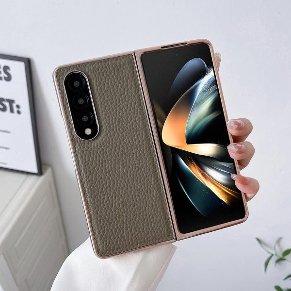 Star Series Nano Electroplating Pu Case for Samsung Galaxy z Fold 4 - Black - Image 3