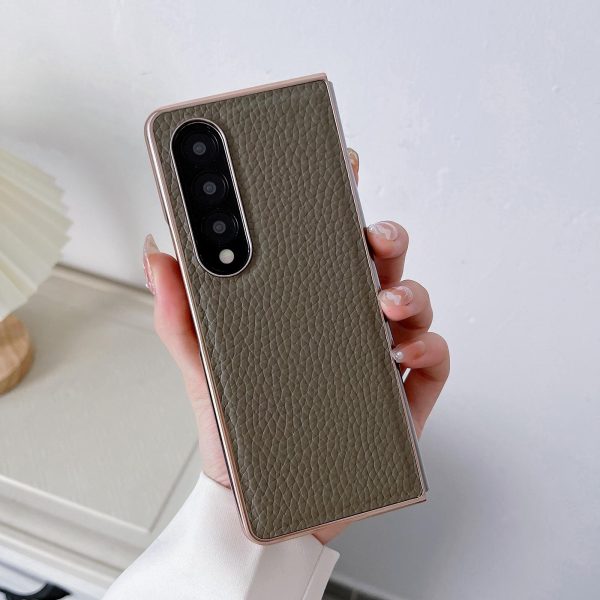 Star Series Nano Electroplating Pu Case for Samsung Galaxy z Fold 4 - Black - Image 4