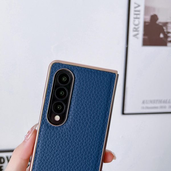 Star Series Nano Electroplating Pu Case for Samsung Galaxy z Fold 4 - Black - Image 5