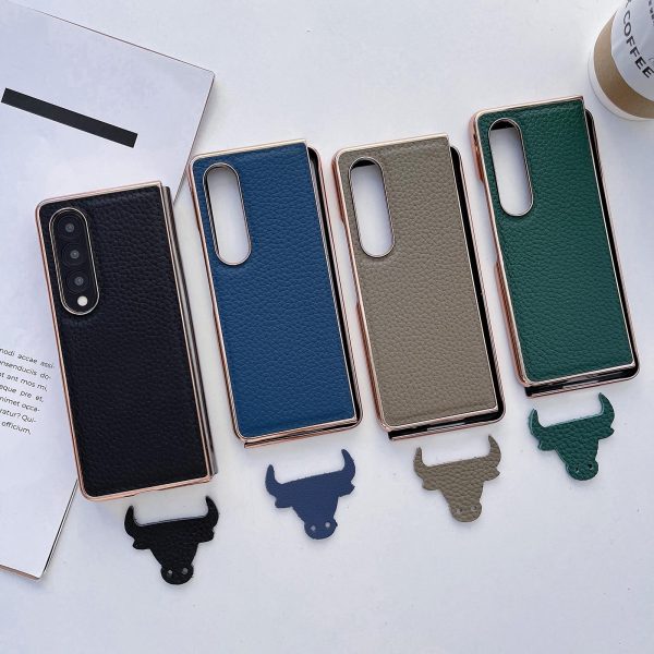 Star Series Nano Electroplating Pu Case for Samsung Galaxy z Fold 4 - Black - Image 7