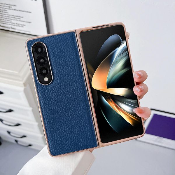 Star Series Nano Electroplating Pu Case for Samsung Galaxy z Fold 4 - Black - Image 9