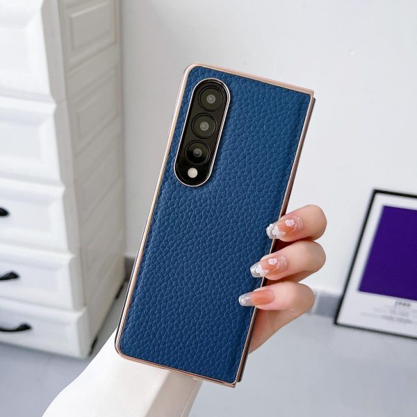 Star Series Nano Electroplating Pu Case for Samsung Galaxy z Fold 4 - Black - Image 10
