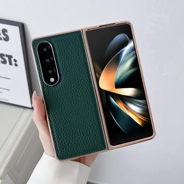 Star Series Nano Electroplating Pu Case for Samsung Galaxy z Fold 4 - Black - Image 12