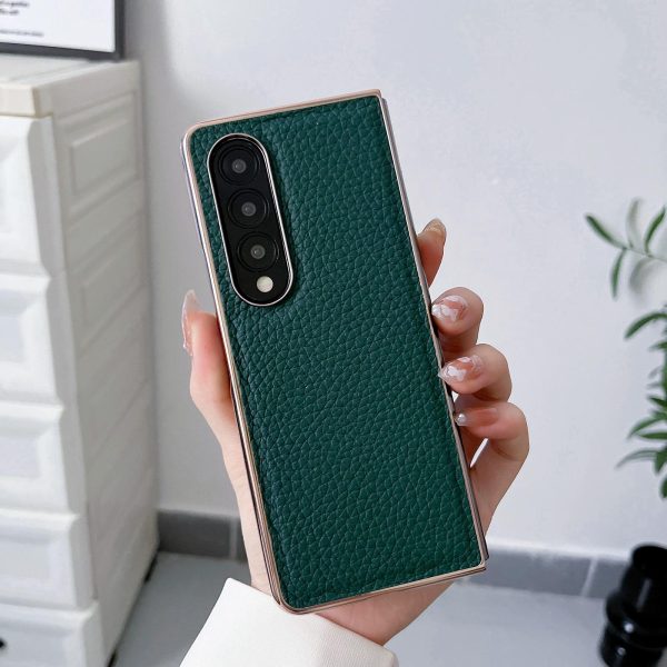 Star Series Nano Electroplating Pu Case for Samsung Galaxy z Fold 4 - Black - Image 13