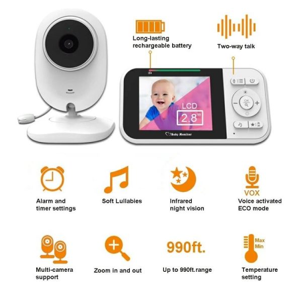 2-Way Voice Baby Monitor With Temperature Detection And 2.8 Lcd Screen - Image 3