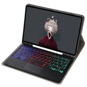 Bluetooth Keyboard Leather Tablet Case For Ipad 9.7 2018 & 2017 / Pro 9.7 / Air 2 With Touch Pad And Pen Slot - Blue - Image 5