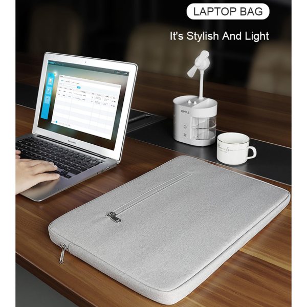 13.3 Inch Jacquard Laptop Liner Bag in Dark Gray Sheepskin - Image 4