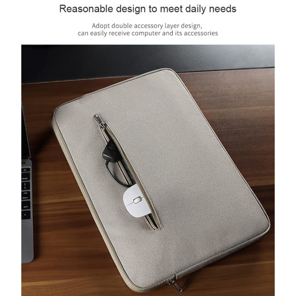 13.3 Inch Jacquard Laptop Liner Bag in Dark Gray Sheepskin - Image 6