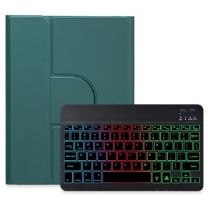 360 Degree Rotatable Bluetooth Keyboard Leather Case With Three-Colour Backlight - Dark Green - For Ipad 10Th Gen 10.9 2022 - Image 1