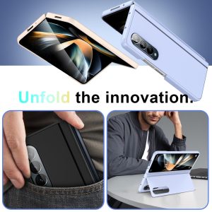 Foldable Phone Case with Holder for Samsung Galaxy z Fold 4 - Full Coverage - Light Purple - Image 14