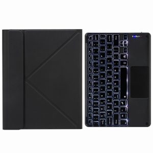 Bluetooth Keyboard Leather Case For Ipad 10.2 / Pro 10.5 - Touch Backlight Three-Fold Holder - Black - Image 10