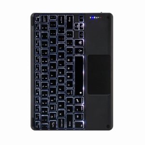 Bluetooth Keyboard Leather Case For Ipad 10.2 / Pro 10.5 - Touch Backlight Three-Fold Holder - Black - Image 12