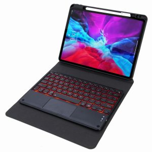 Bluetooth Keyboard Leather Case For Ipad 10.2 / Pro 10.5 - Touch Backlight Three-Fold Holder - Black - Image 13