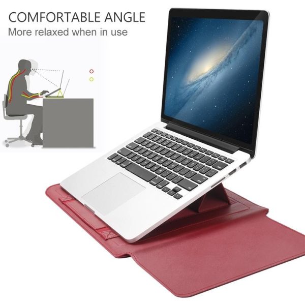 Universal 4-In-1 Laptop Bag Set Waterproof Pu Leather Handle Stand Pen Holder Winders Mouse & Charger Bags - 13 / 14 Inch - Dark Blue - Image 8