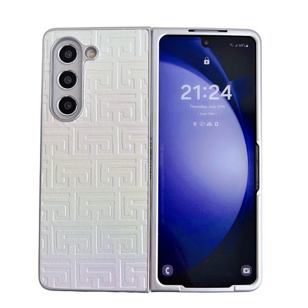 Geometric Gradient Leather Phone Case for Samsung Galaxy z Fold 4 5g - Pearlescent Finish - Pink - Image 2