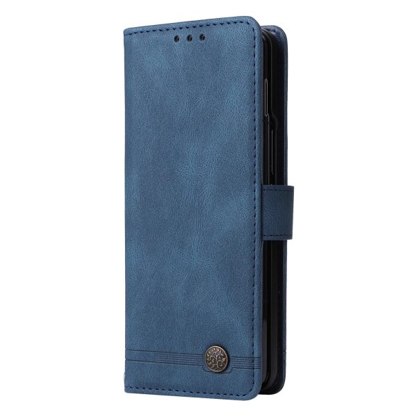 Metal Button Leather Case for Samsung Galaxy z Fold 4 / 5g - Tree Design - Black - Image 3