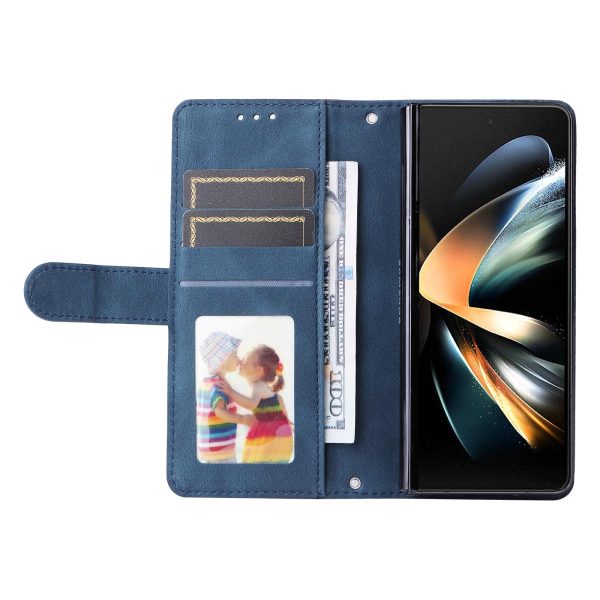 Metal Button Leather Case for Samsung Galaxy z Fold 4 / 5g - Tree Design - Black - Image 5