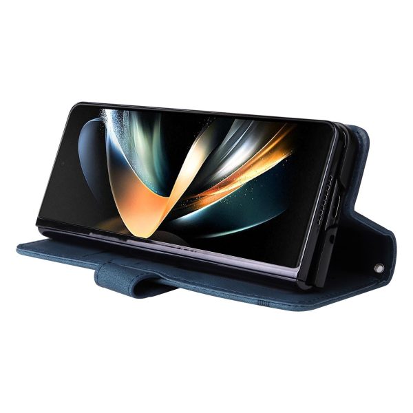 Metal Button Leather Case for Samsung Galaxy z Fold 4 / 5g - Tree Design - Black - Image 6
